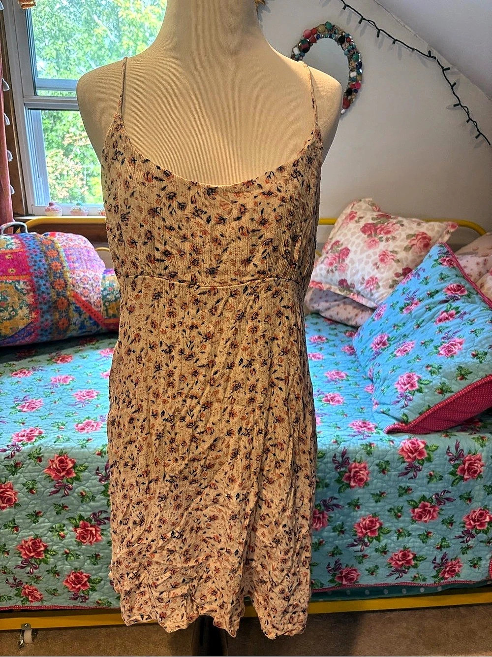 Volcom Floral Mini Dress in Brown & Pink Size XL